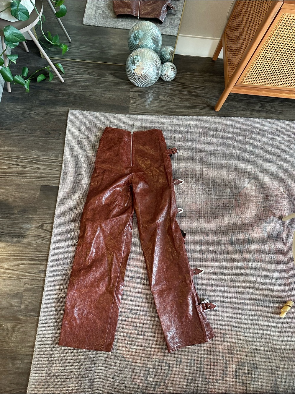 Nasty Gal Distressed Faux Leather Buckle Detail Trouser - Picture 7 of 7